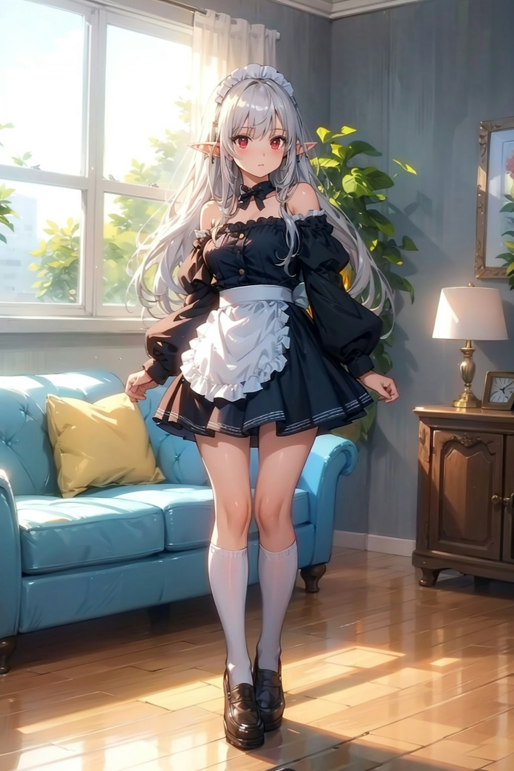 黒エルフに嘆願してメイド服に着替えて貰ったら、ゲームに登場する様なエルフのメイドさんが誕生した※考えてみれば当たり前(-_-;)）