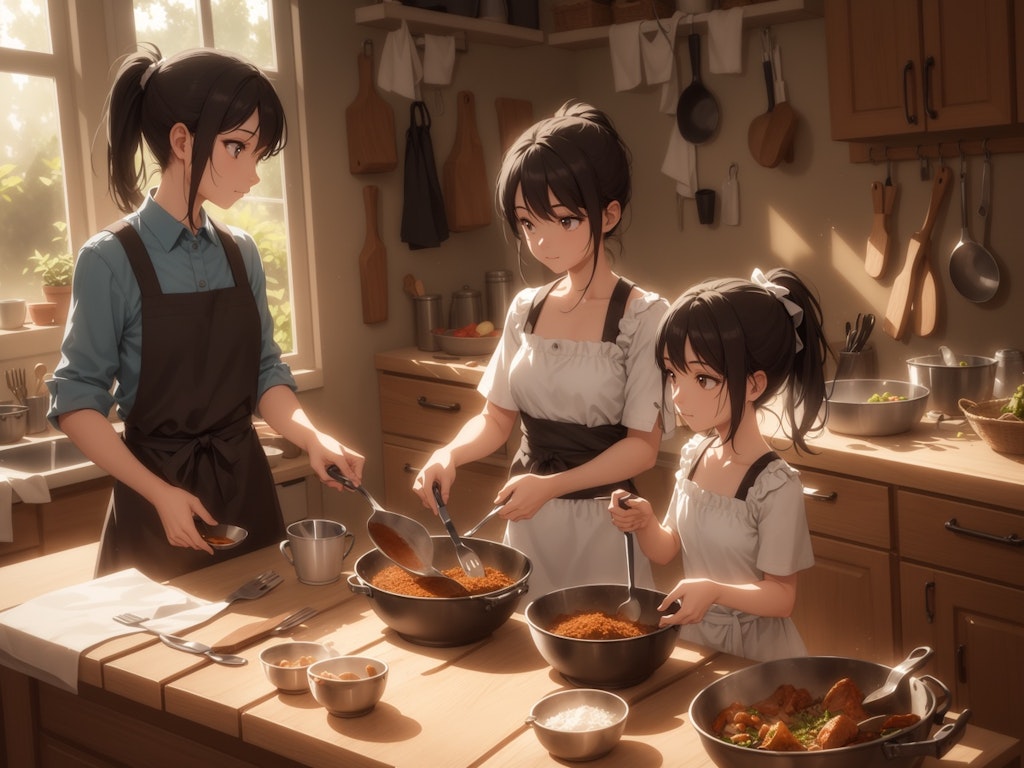 preparing dinner with family