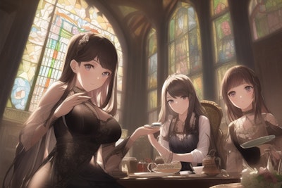 お茶会の少女たち
