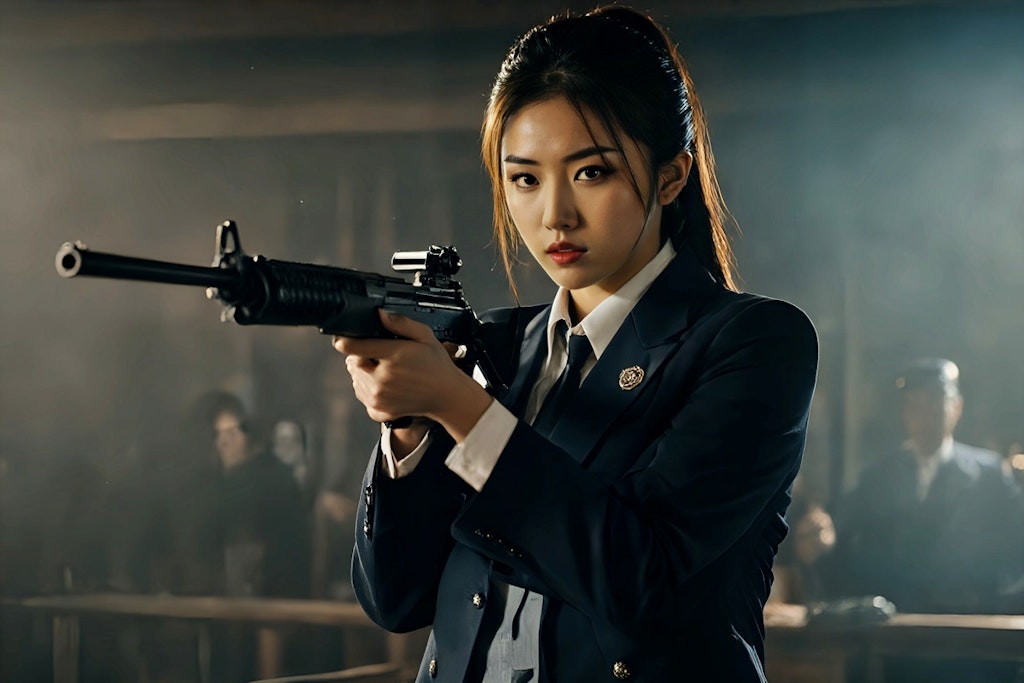 女子高生と機関銃