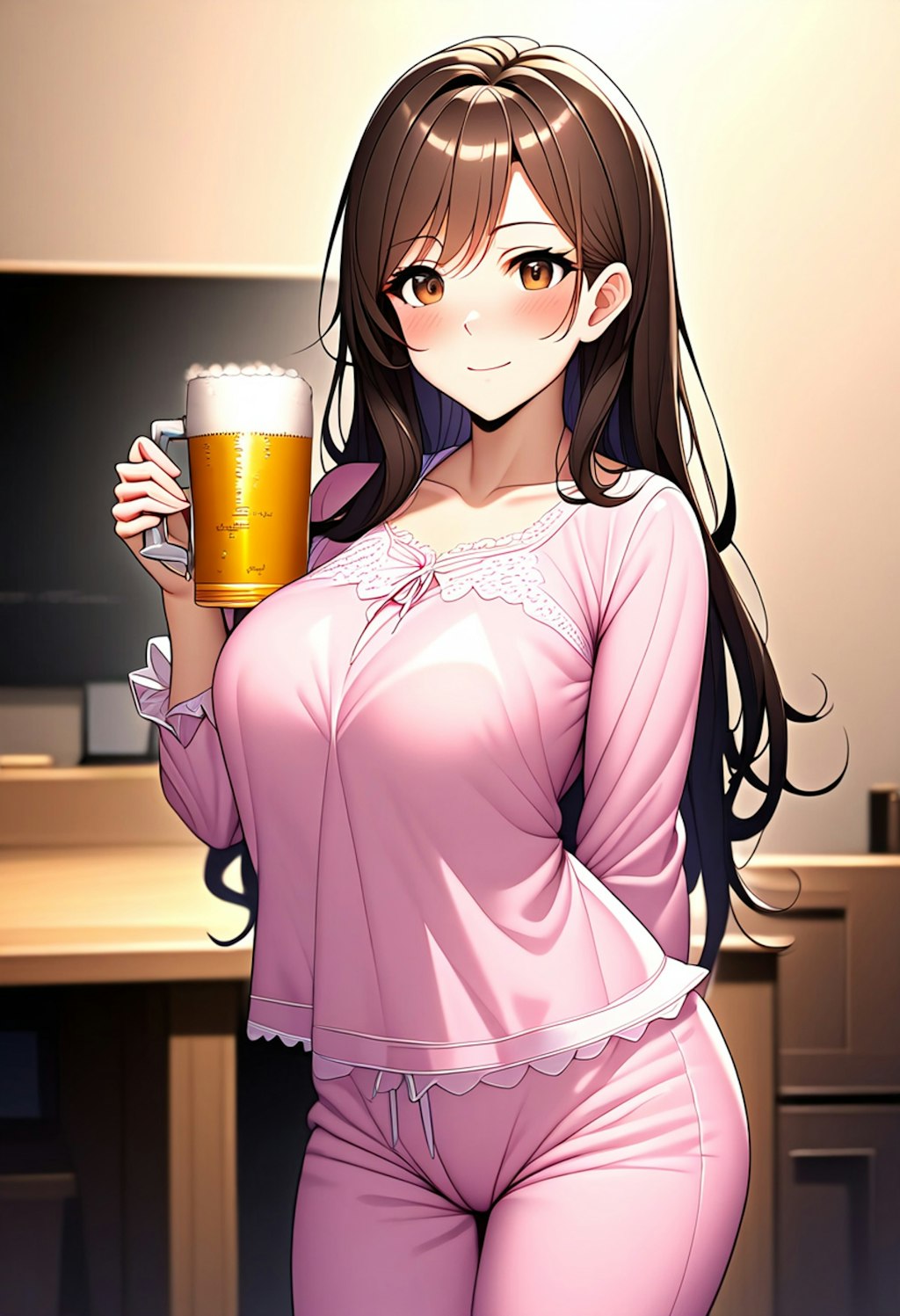 ビールを飲む女