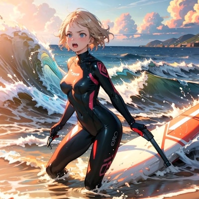 全力サーフィン少女3(着ているのはエヴァのプラグスーツではありません)