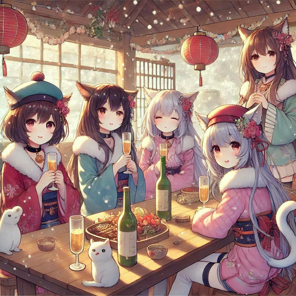 猫娘達の忘年会