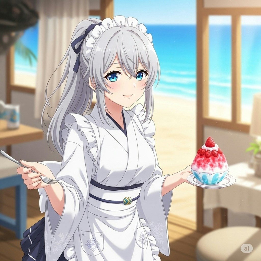 海の家でバイト中の雪女さん