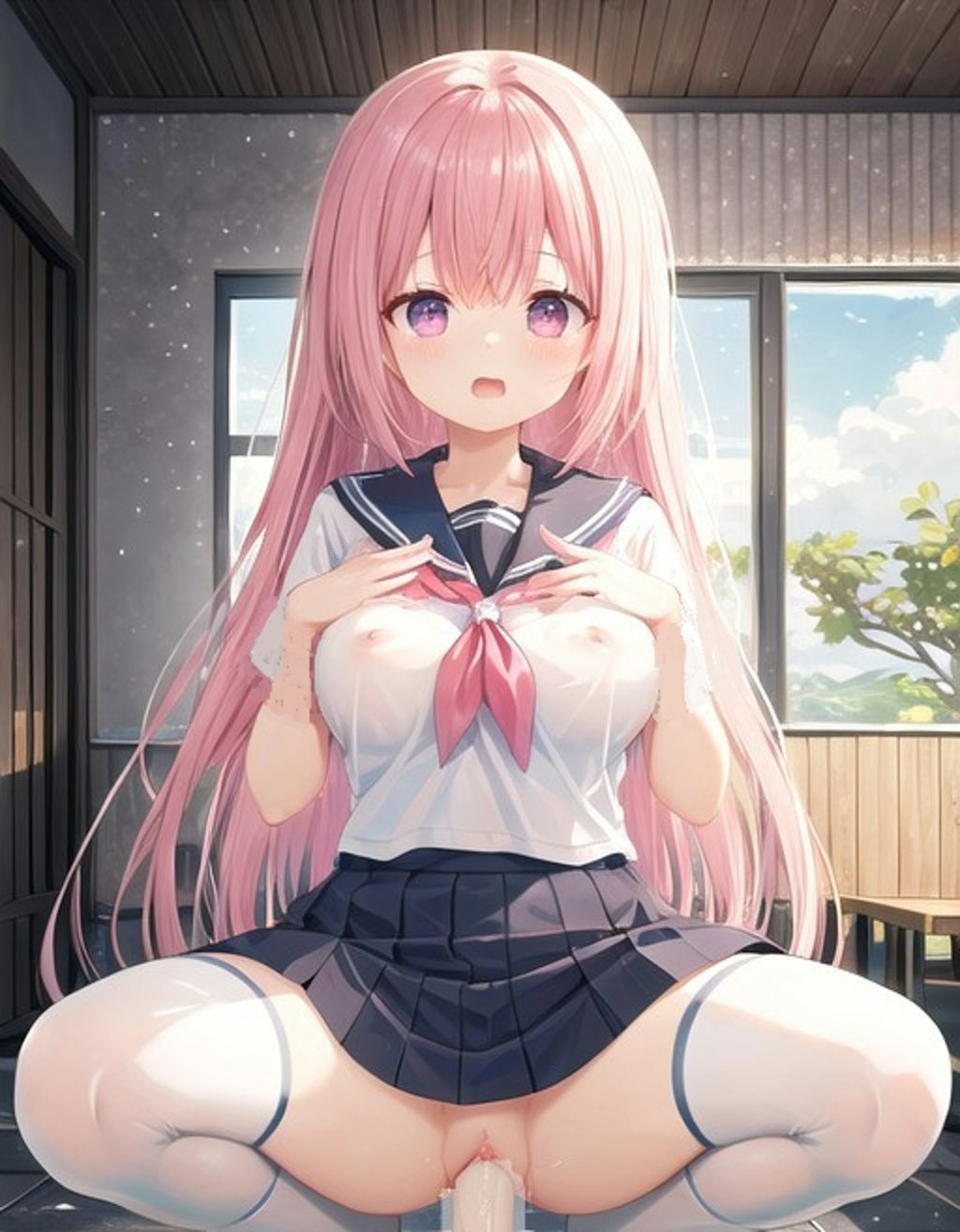 なぜか投稿されていなかったセーラー服騎乗位