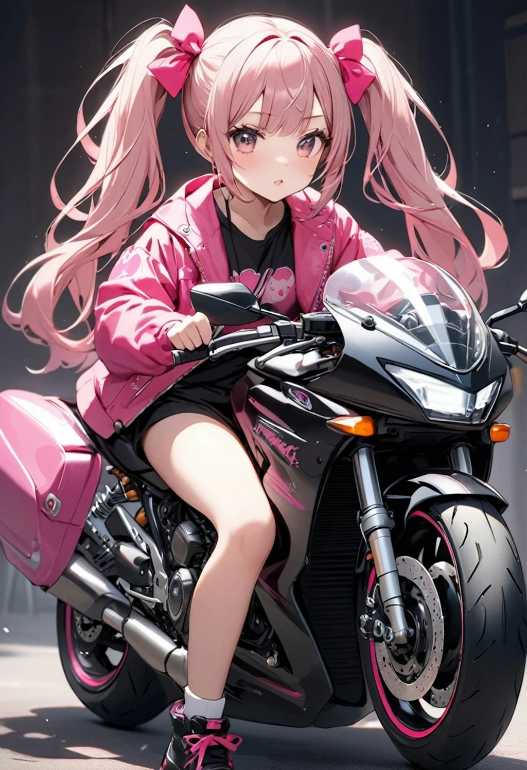 バイクで走る子