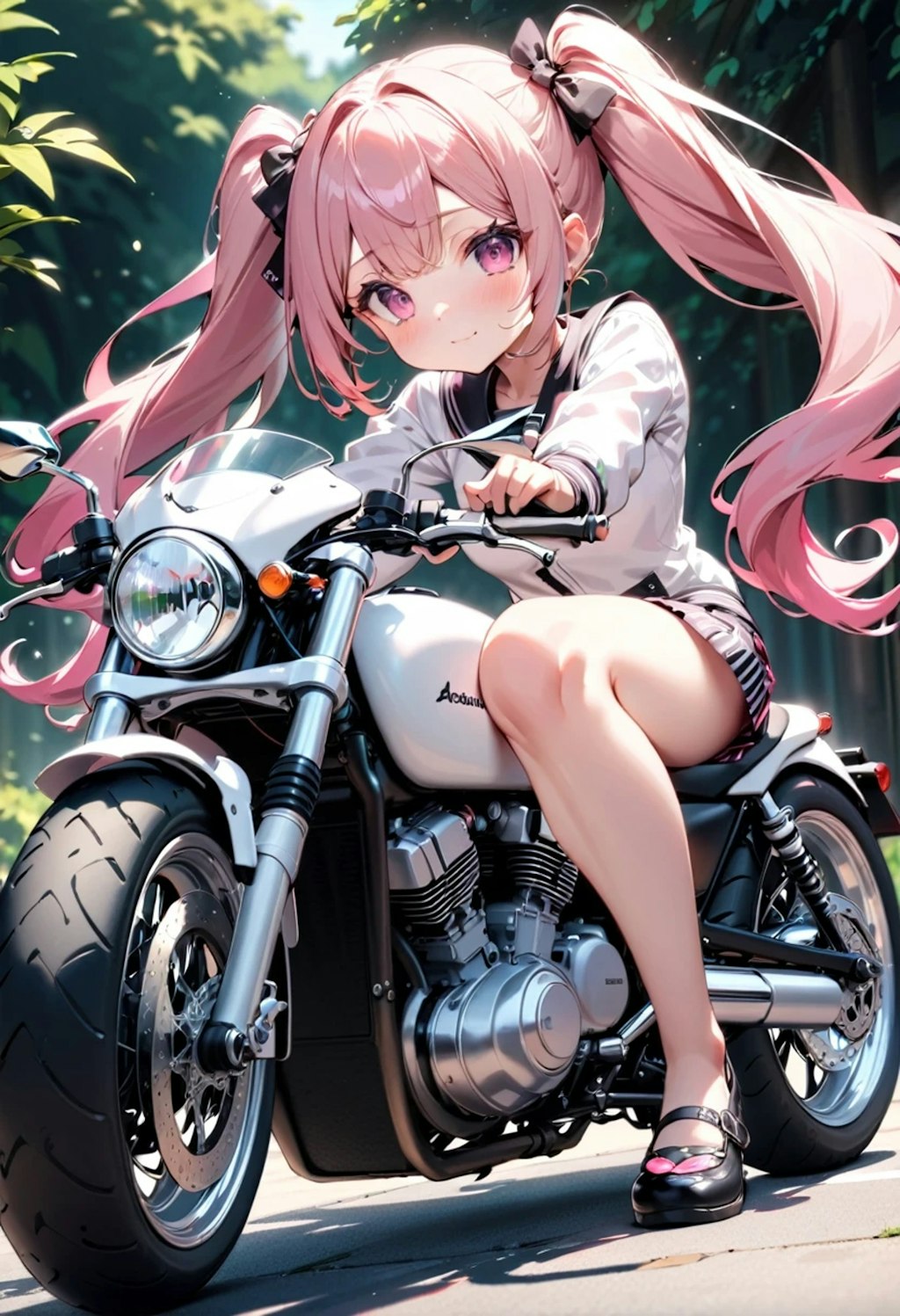 バイクで走る子