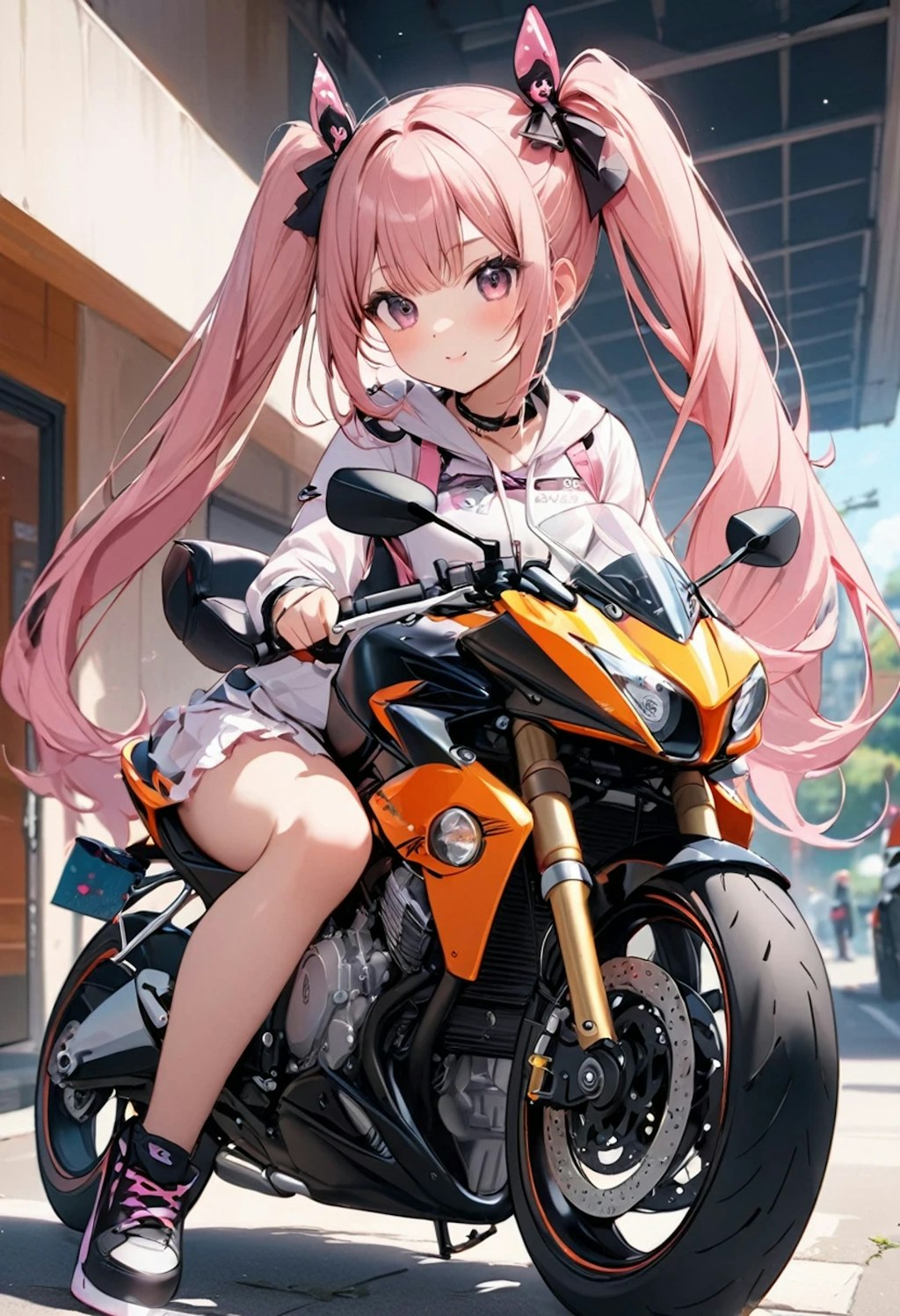 バイクで走る子