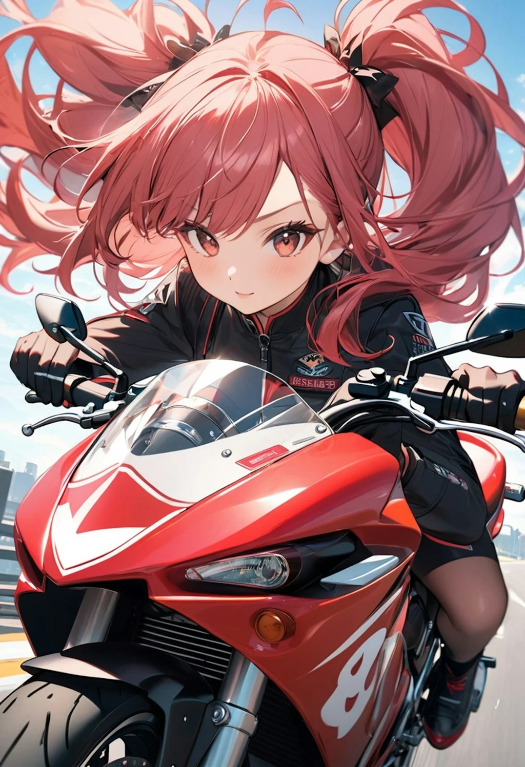 バイクで走る子