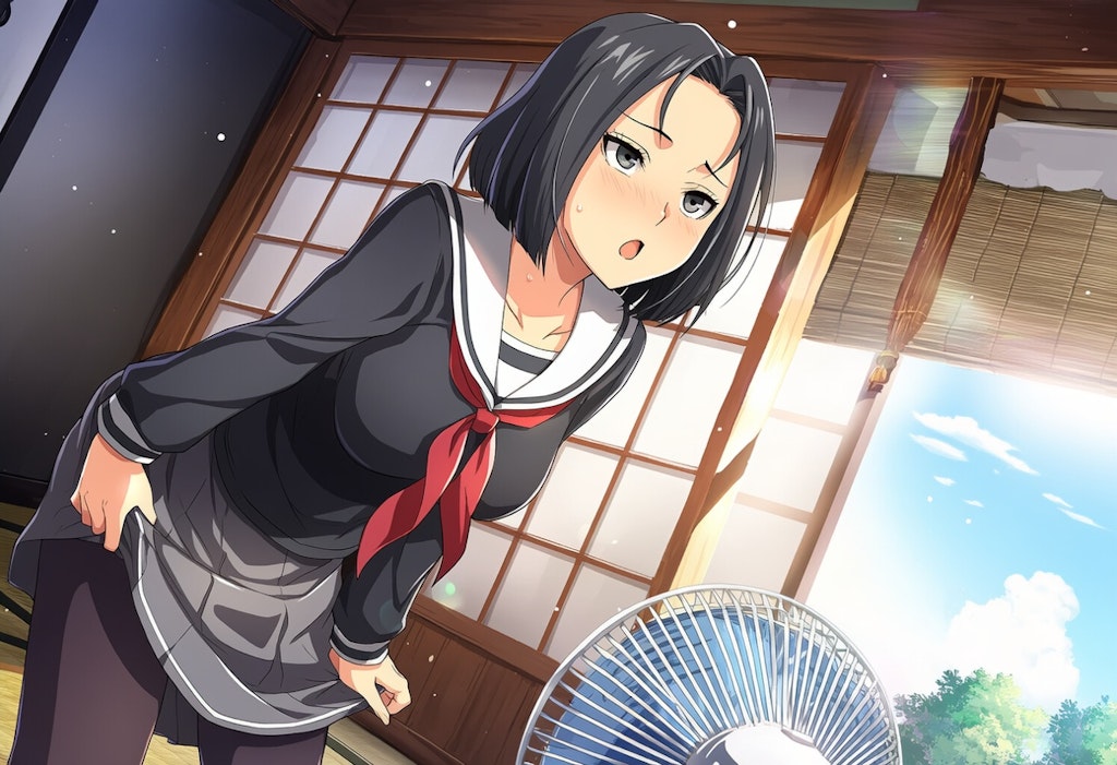 真夏の後輩ちゃんと扇風機