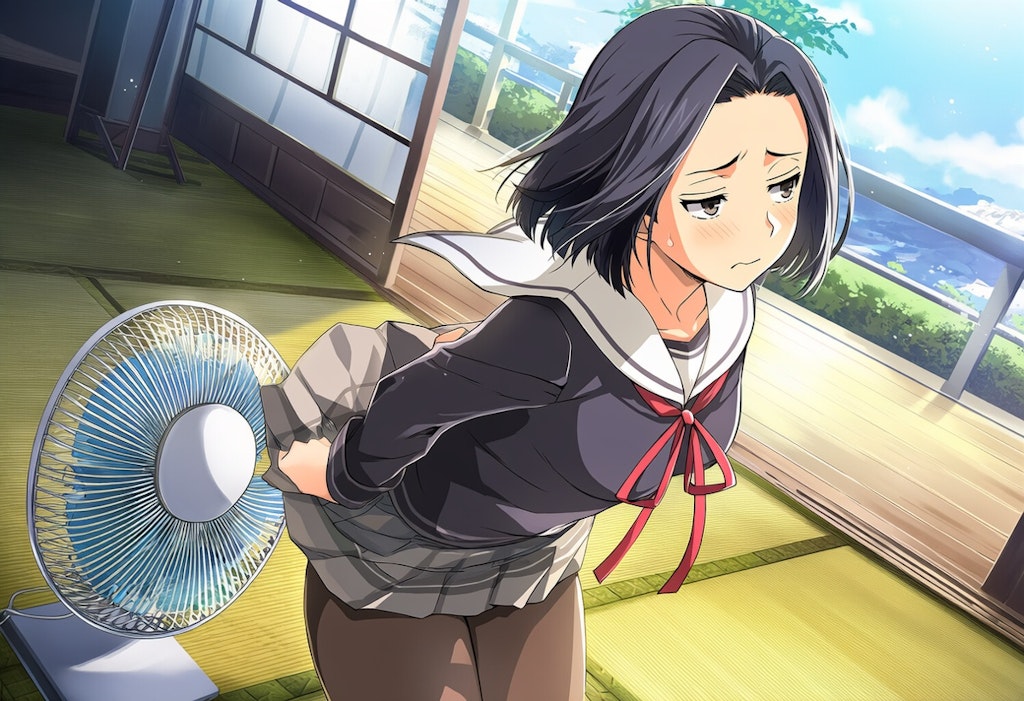 真夏の後輩ちゃんと扇風機
