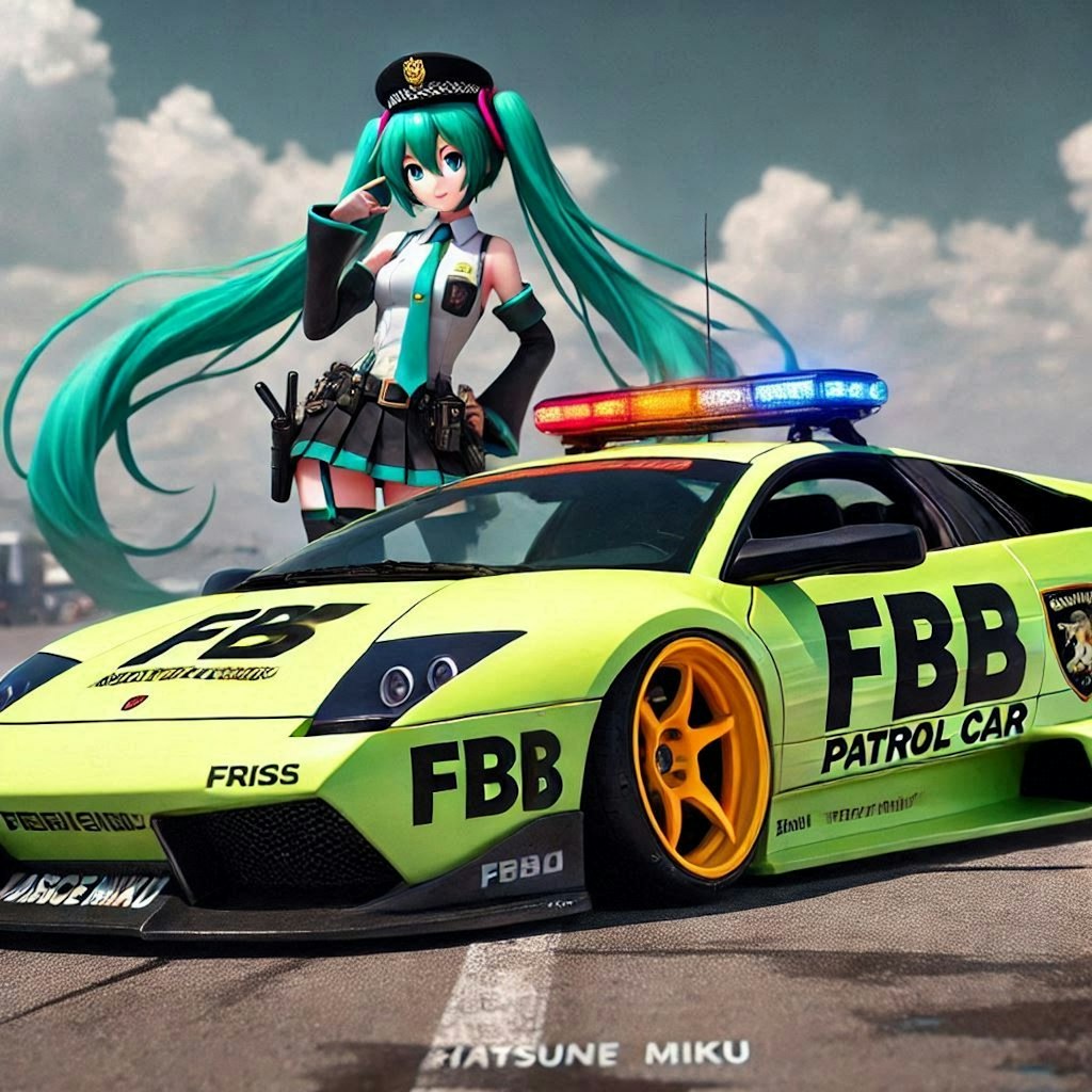 ムルシエラゴFBIパトロールカーのドリ車と初音ミク