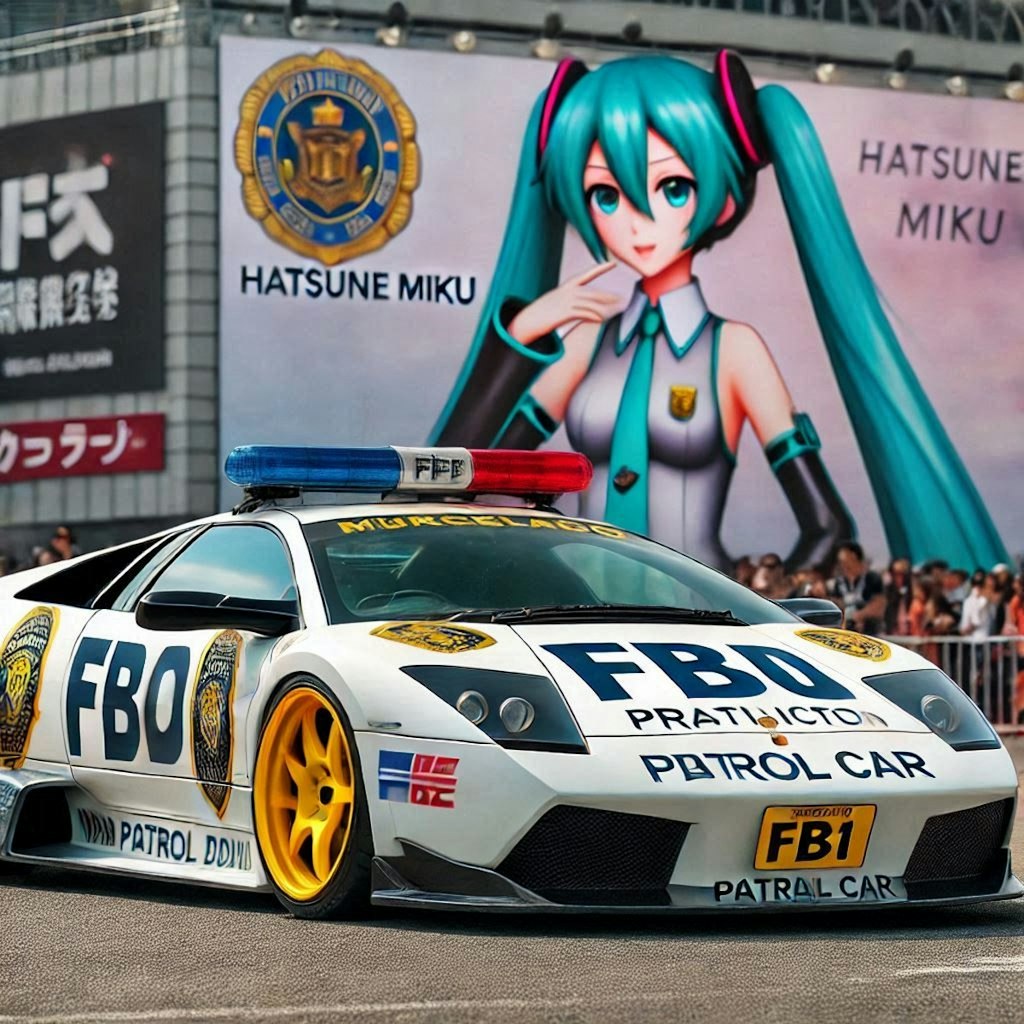 ムルシエラゴFBIパトロールカーのドリ車と初音ミク