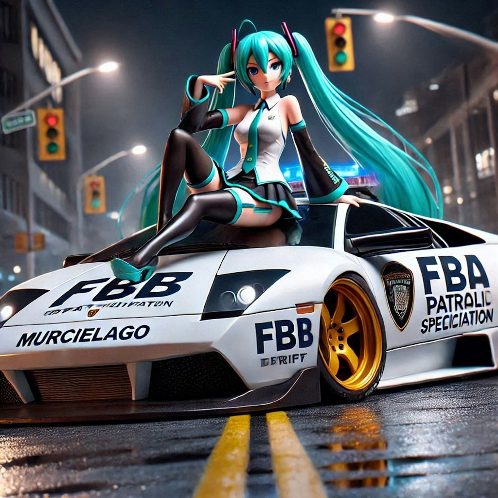 ムルシエラゴFBIパトロールカーのドリ車と初音ミク