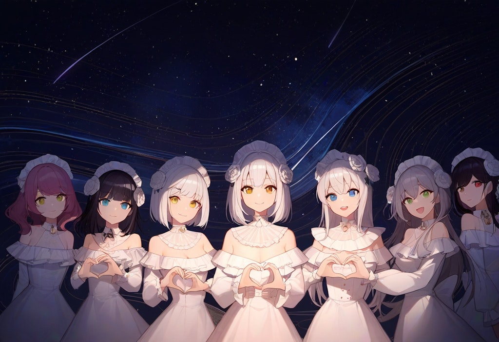 6+girls, heart hands