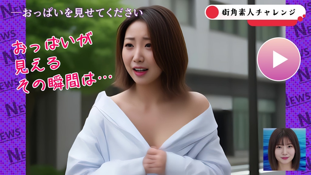 【AIヤバイ動画】街角素人チャレンジ1〜おっぱい見せてください〜