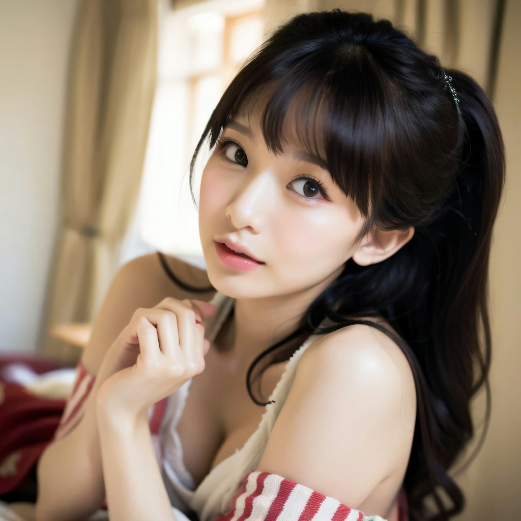 黒髪ポニテの美女