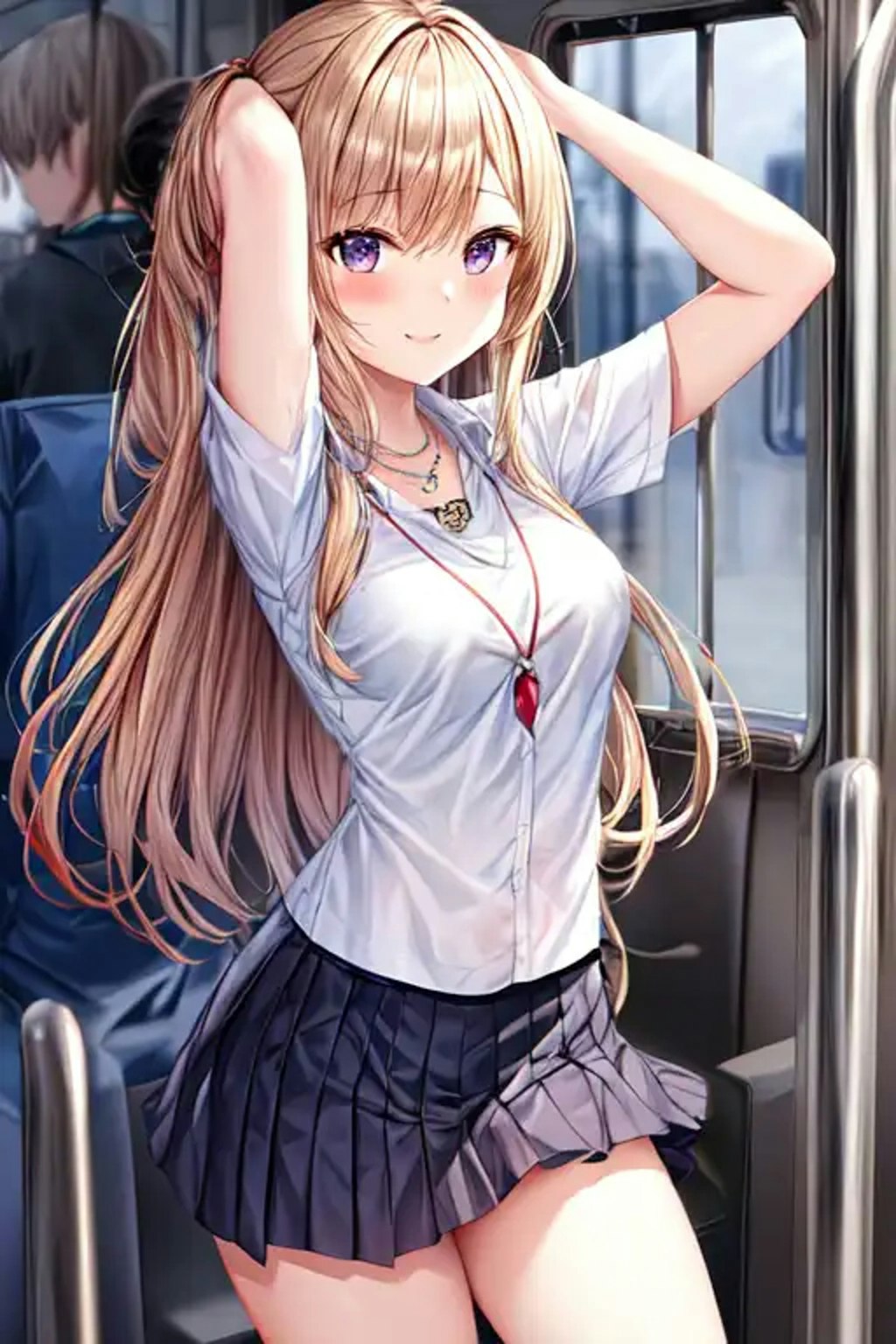 電車内の可愛い女子高生たち