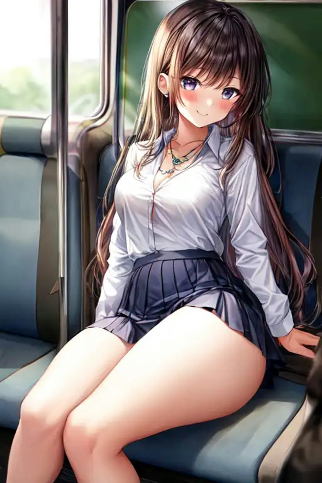 電車内の可愛い女子高生たち