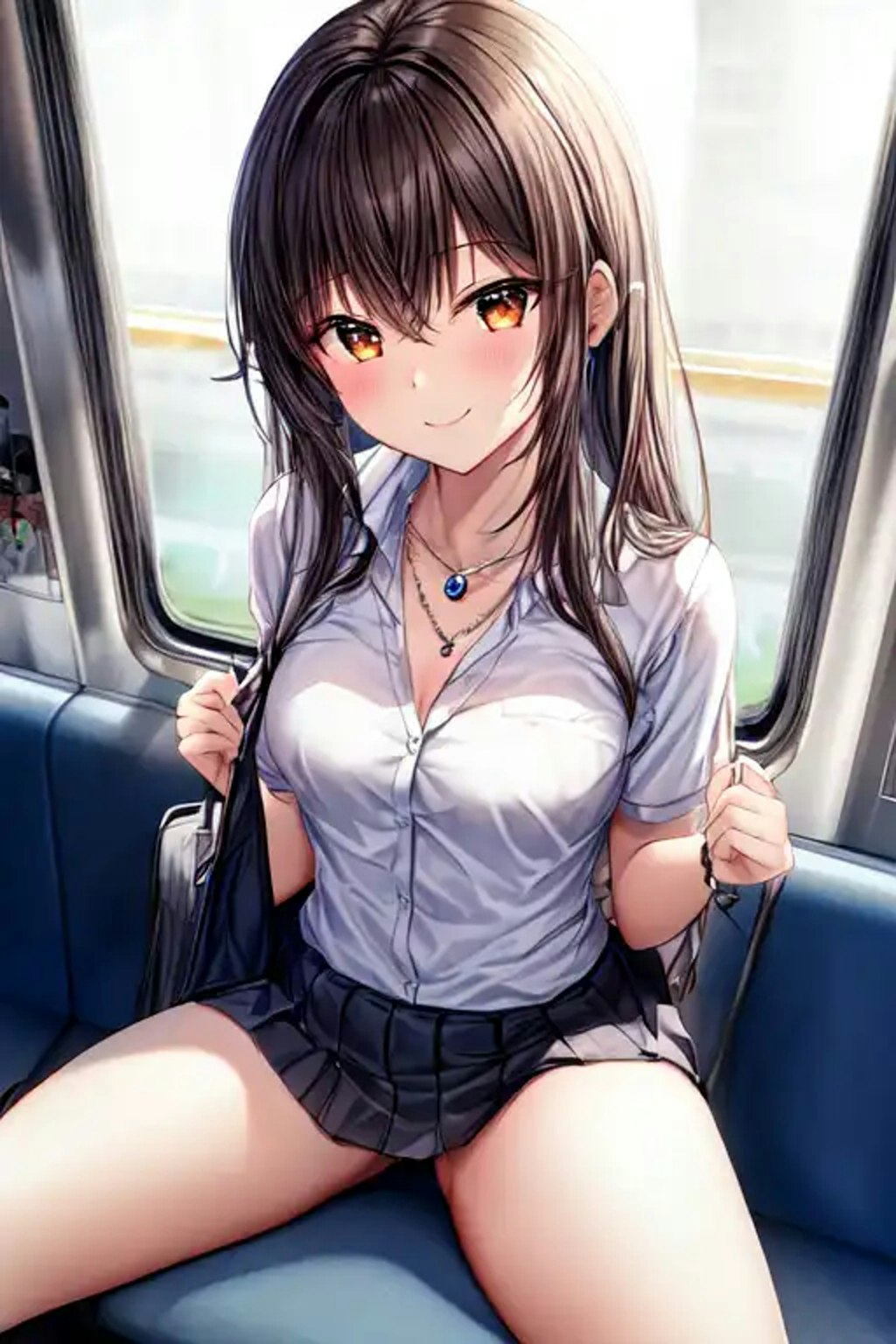 電車内の可愛い女子高生たち