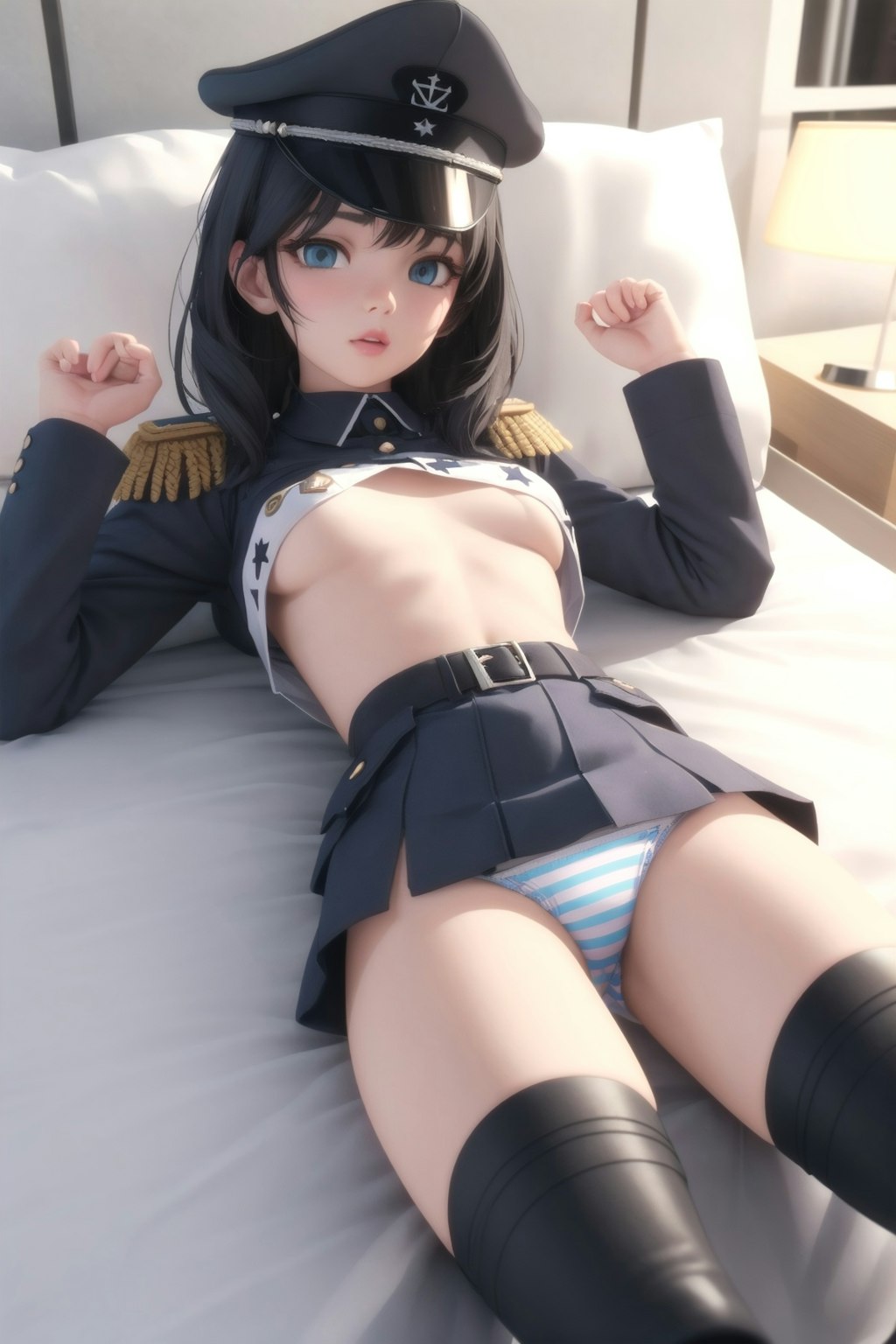 貧乳縞パン軍服少女