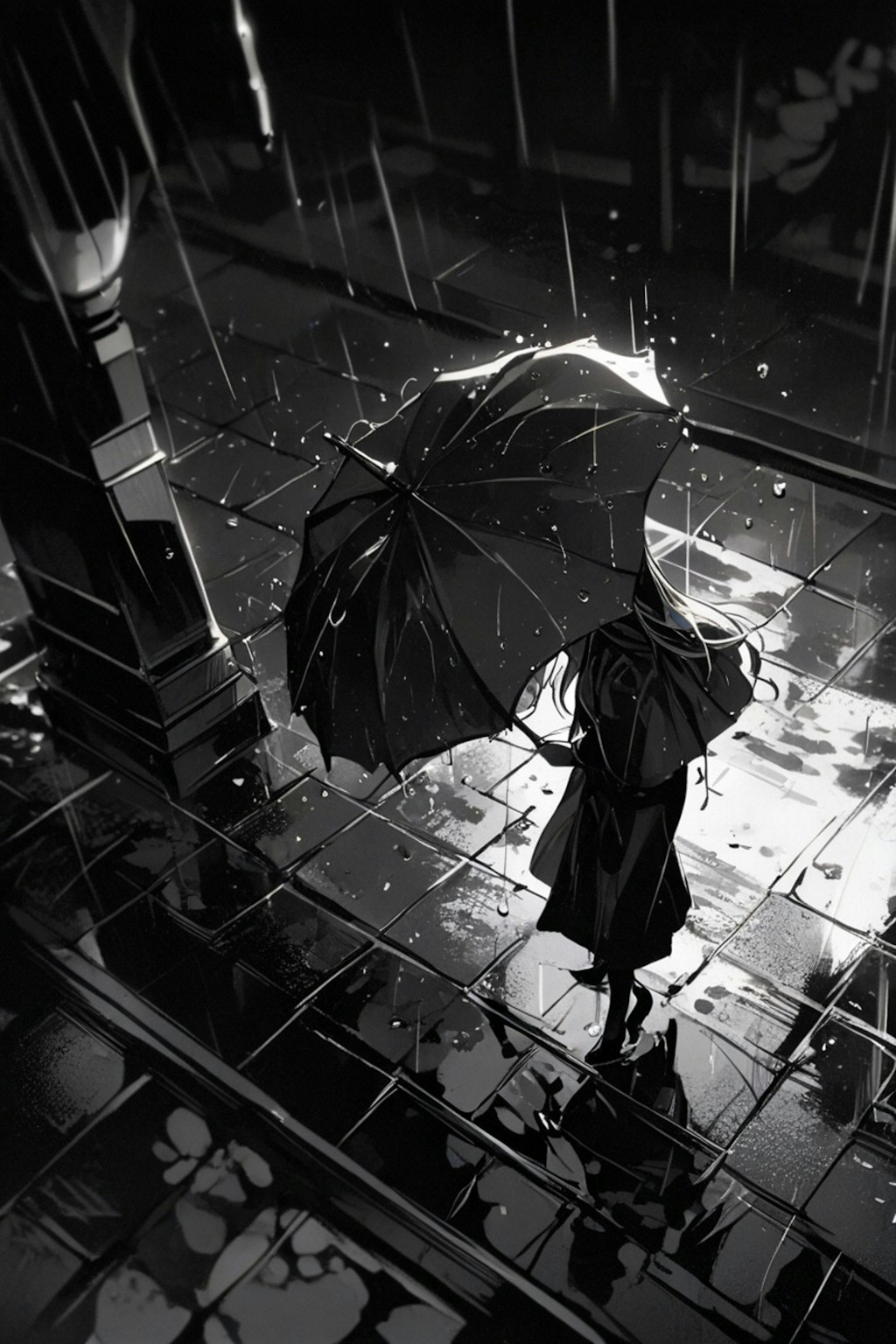 雨の中