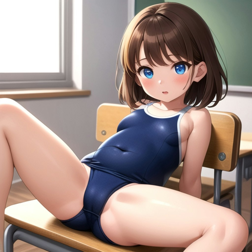 旧スクで椅子に置かれた少女