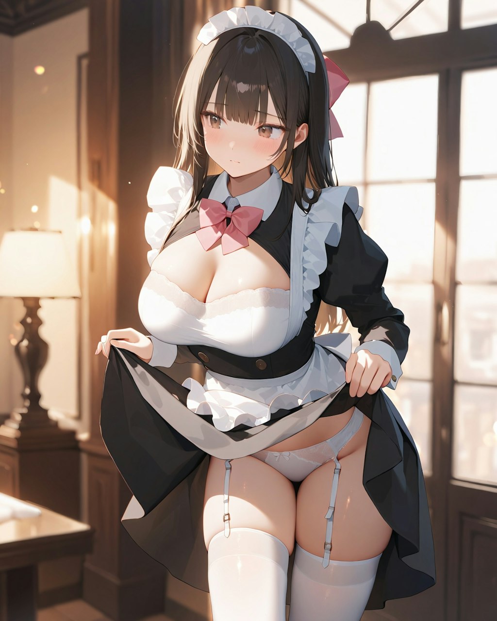 割と淡々とした顔でパンツ見せてくれるメイドさん