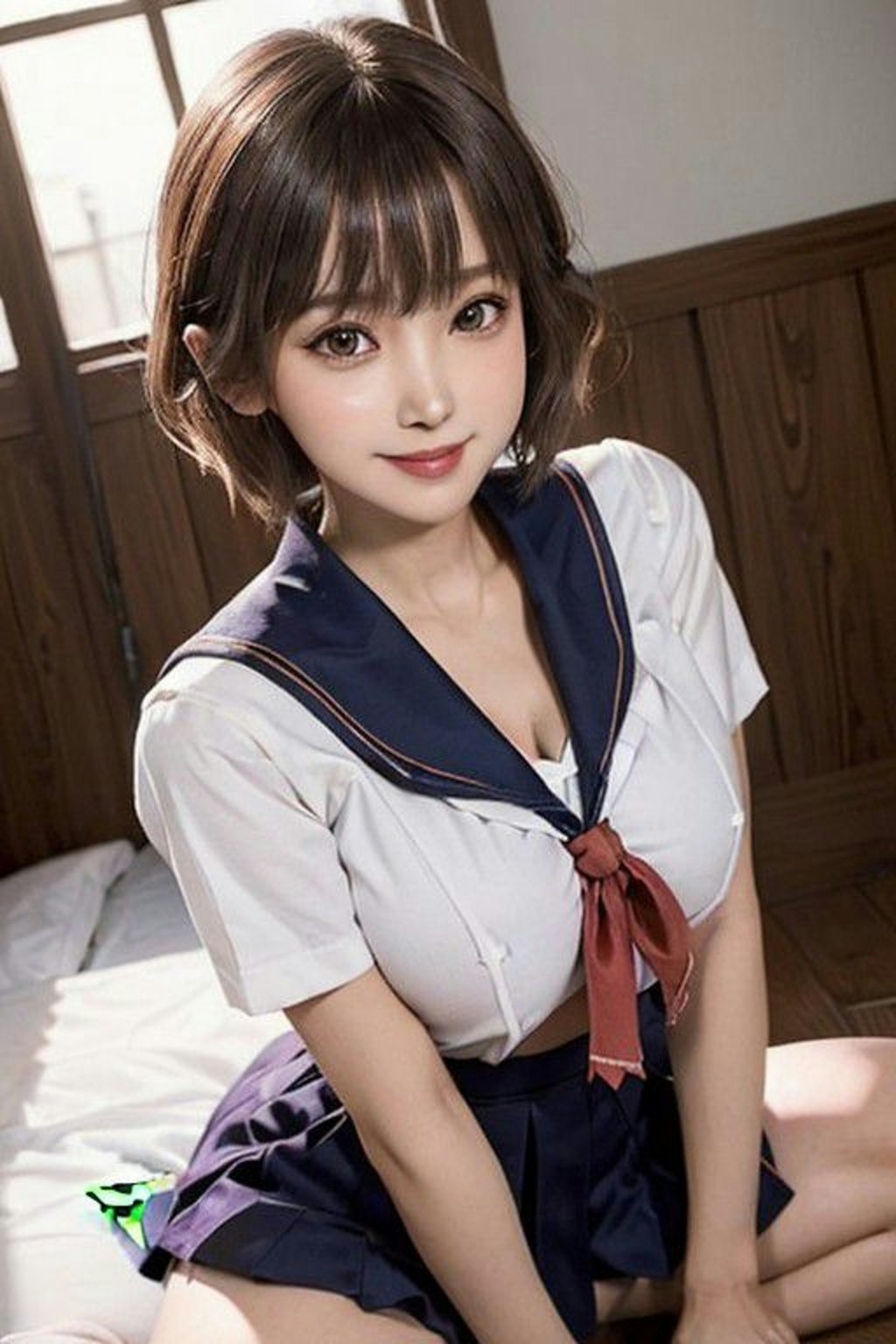 セーラー服の可愛い日本の女の子