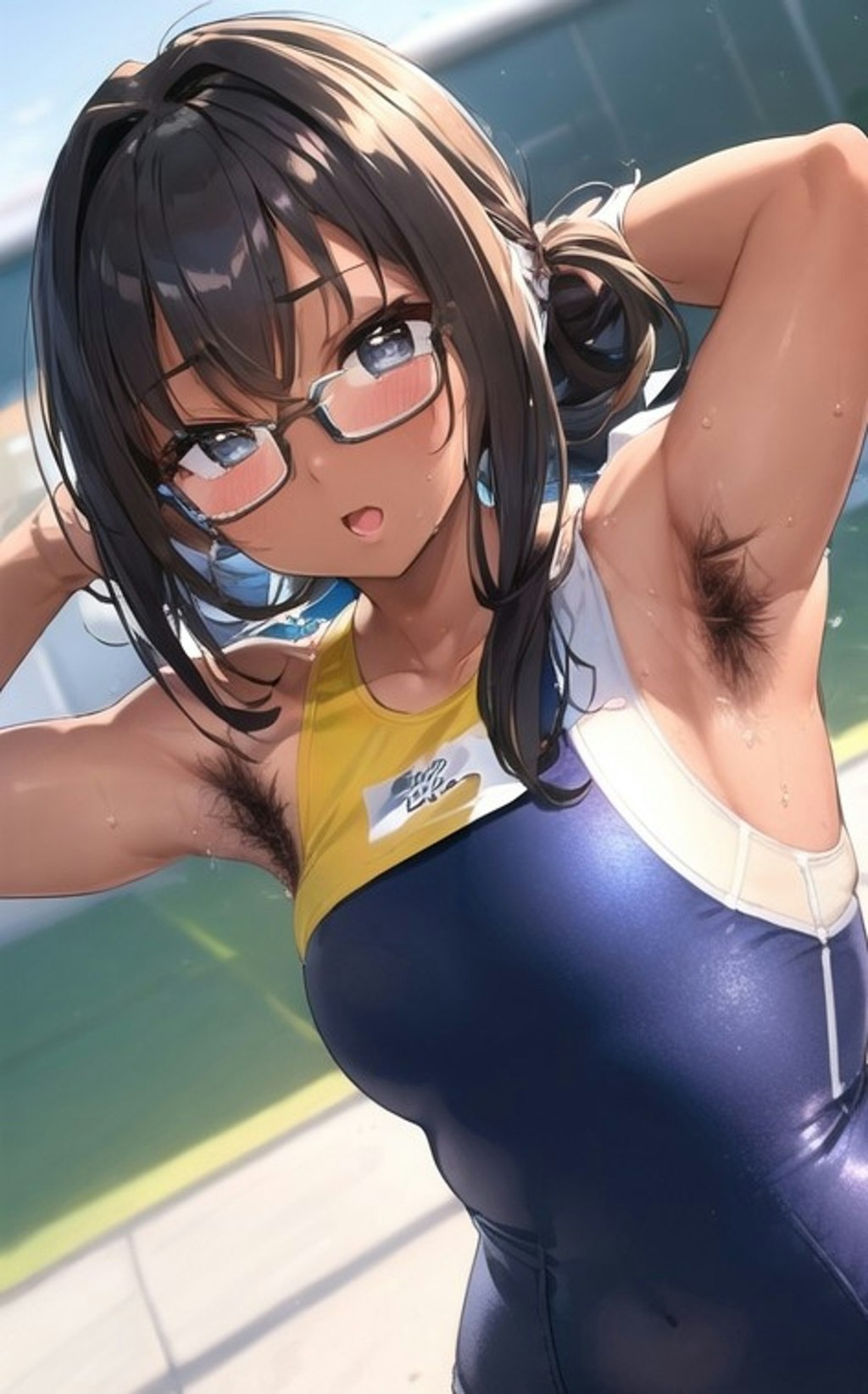 スク水脇毛の女の子