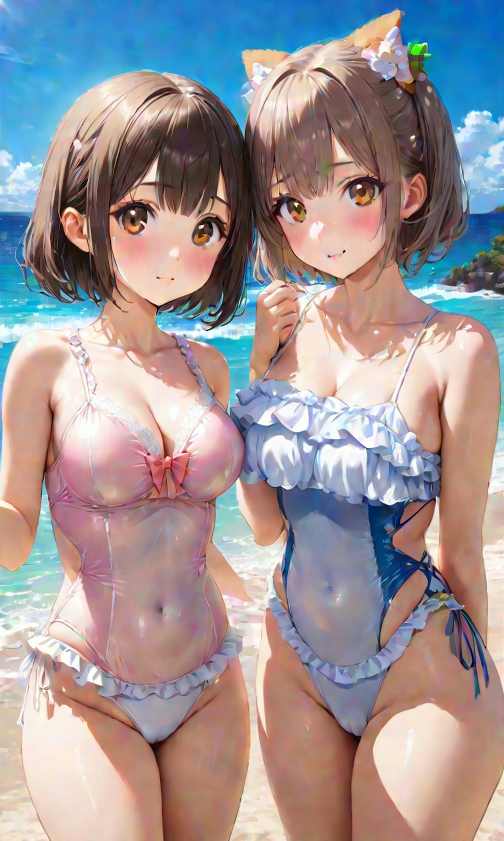 水着と女子高校生と