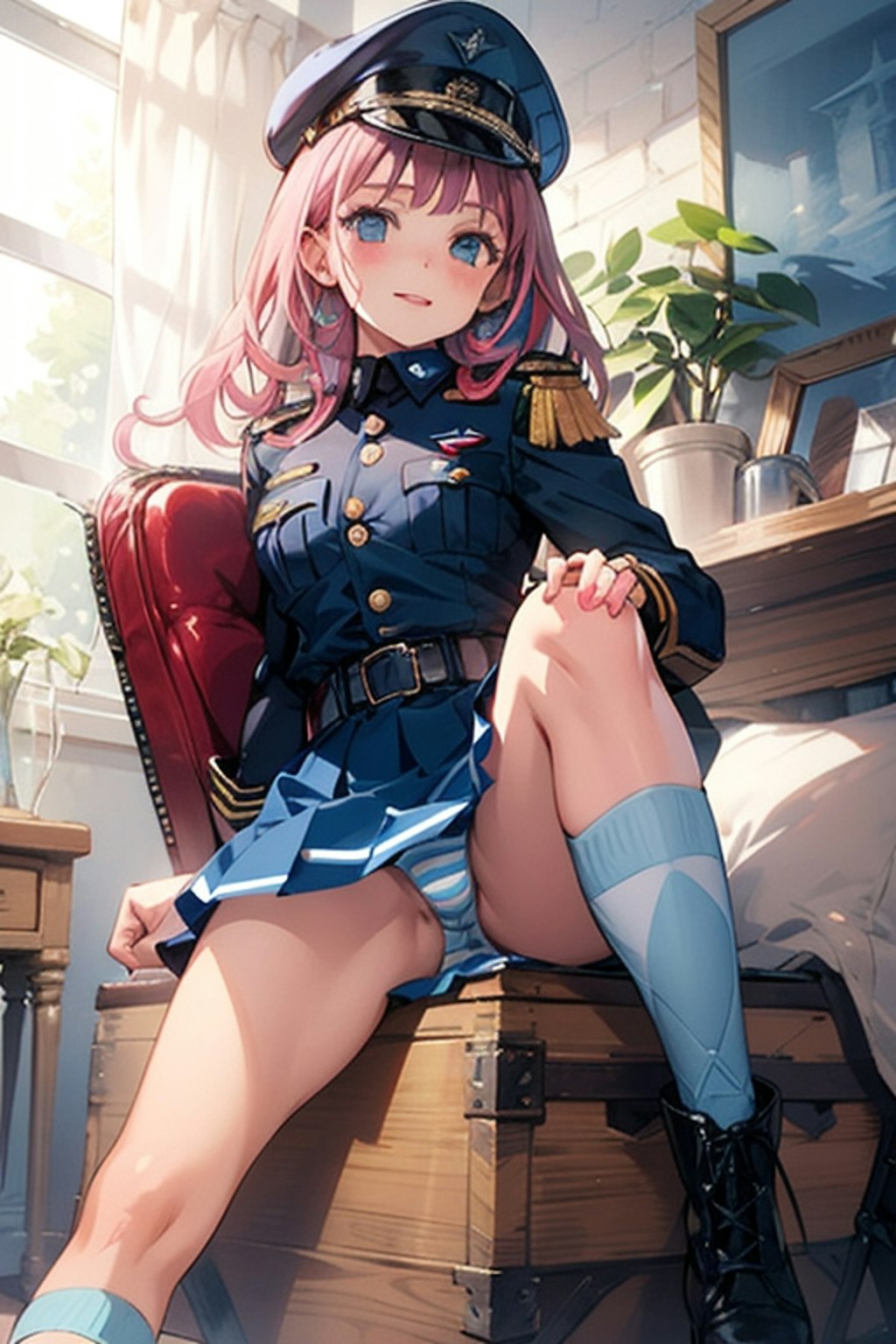 縞パン軍服少女