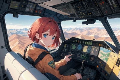 Girl piloting an airplane 12
