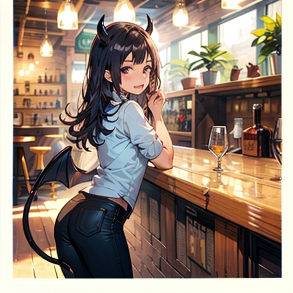 バーカウンターの悪魔っ子250715
