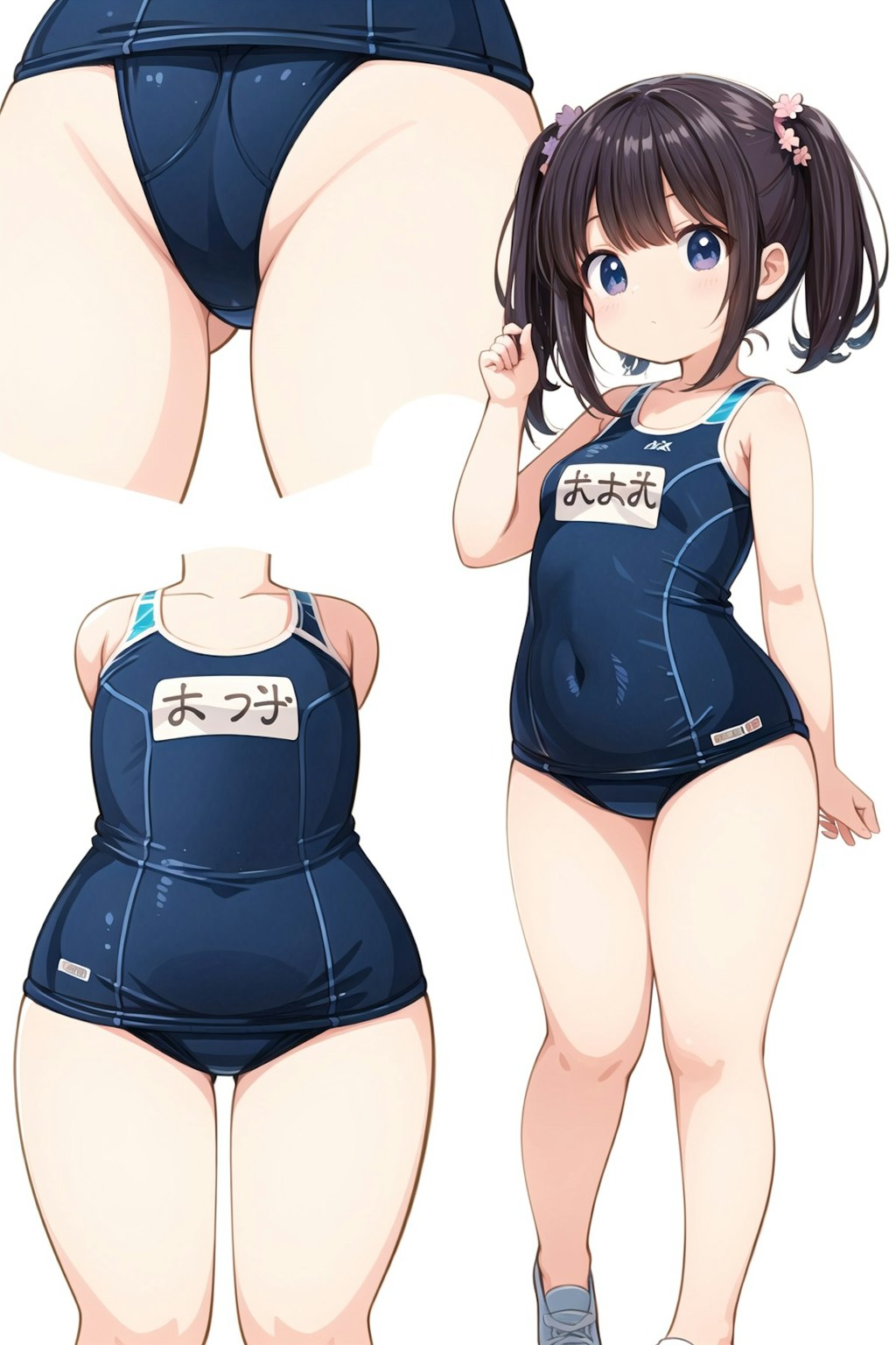 スクール水着姿のぽっちゃり女子