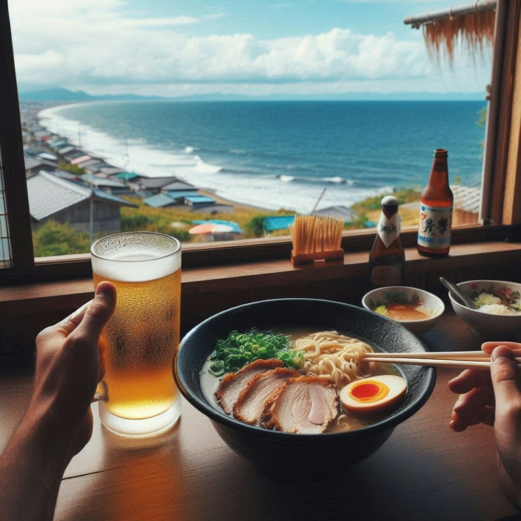 海の見えるラーメン屋