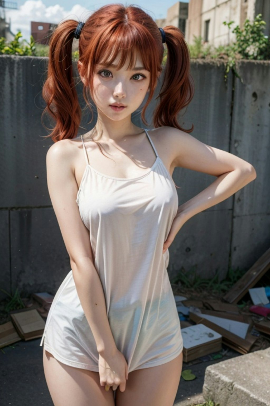 赤髪ツインテールの人