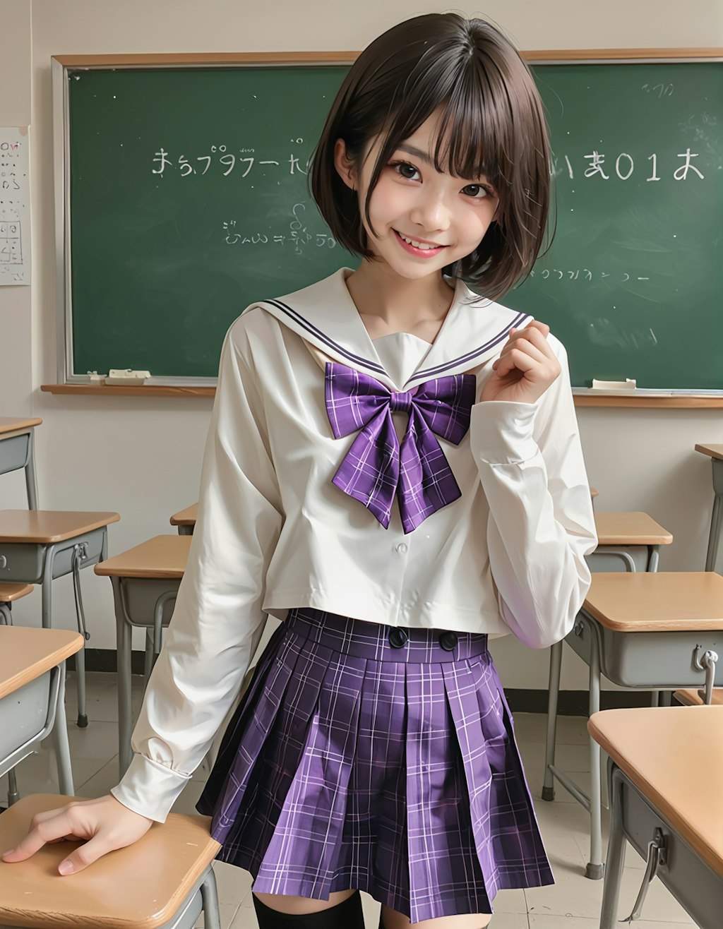 冬服の制服を着ているコトちゃん