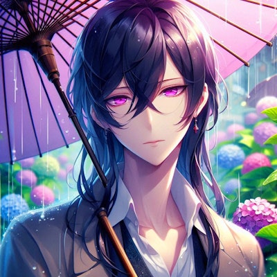 傘と黒髪長髪少年と、紫陽花＊その2(8枚)