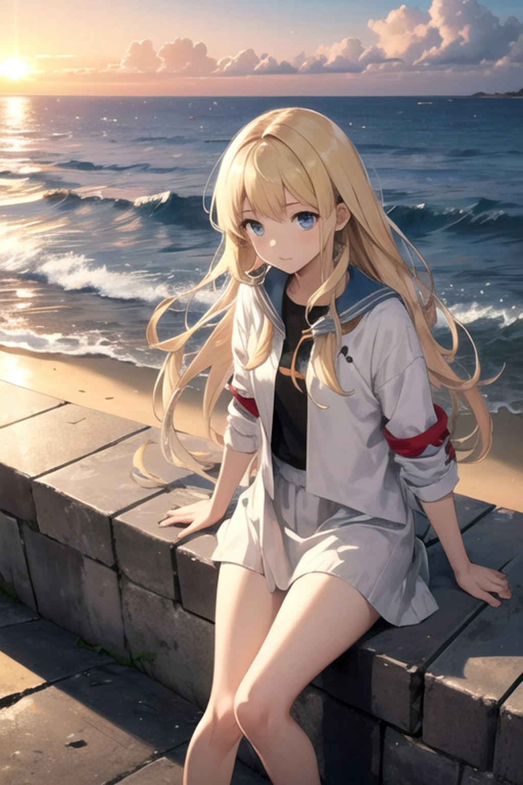 少女と夕日