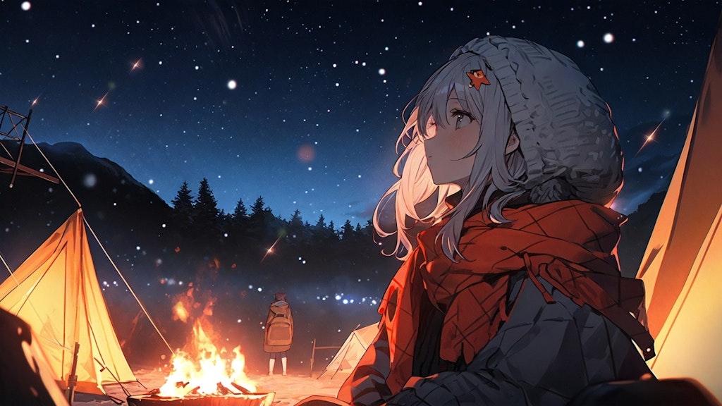 雪夜のキャンプ