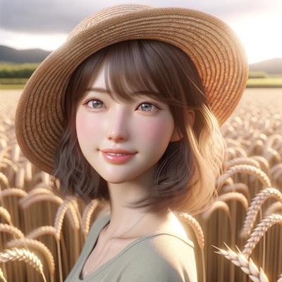 麦畑と美少女
