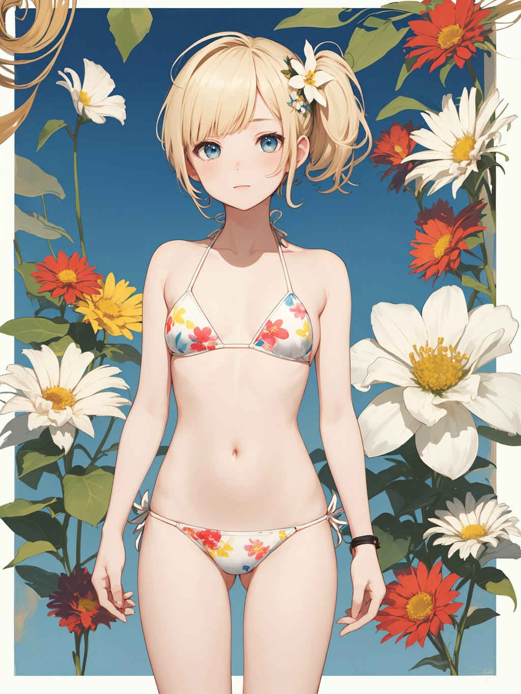 flower bikini girl