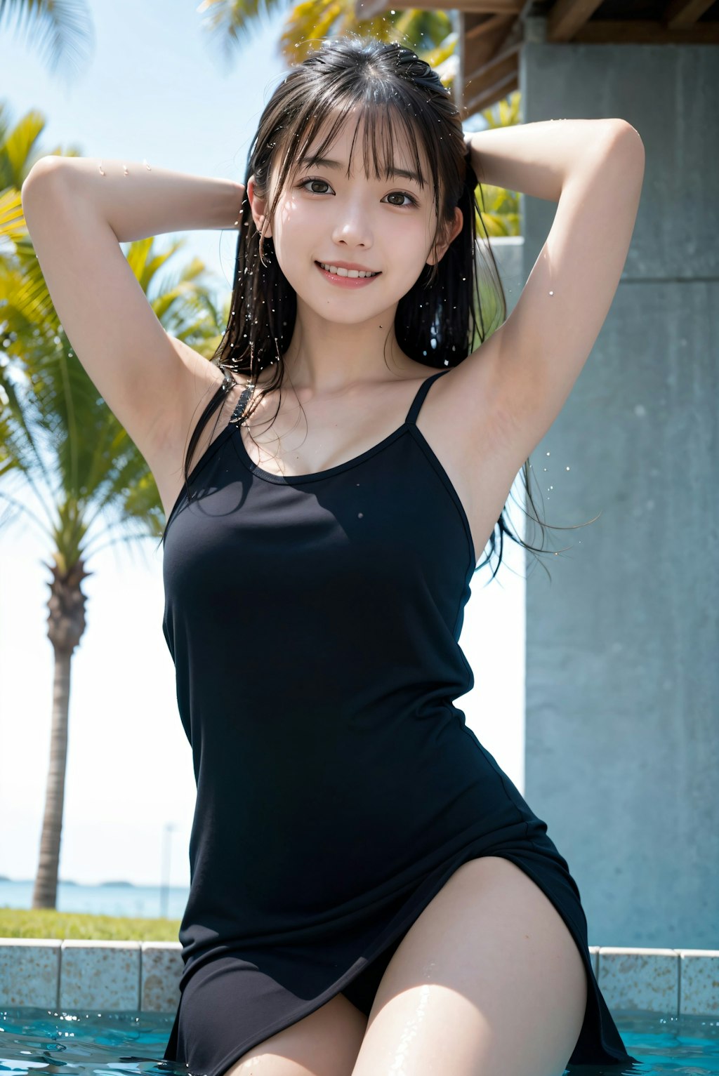 ワンピースでプール