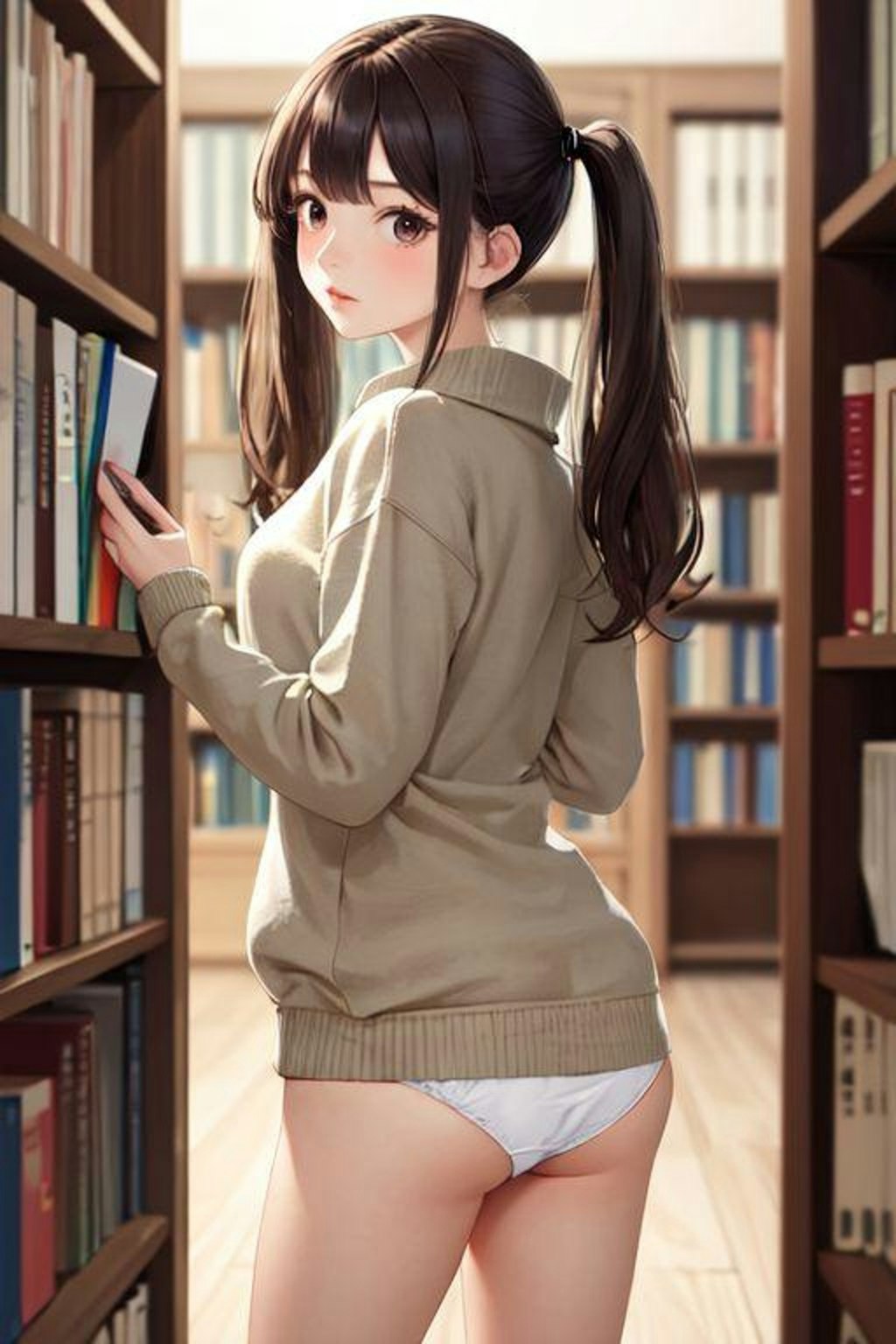 図書室でパンチラ