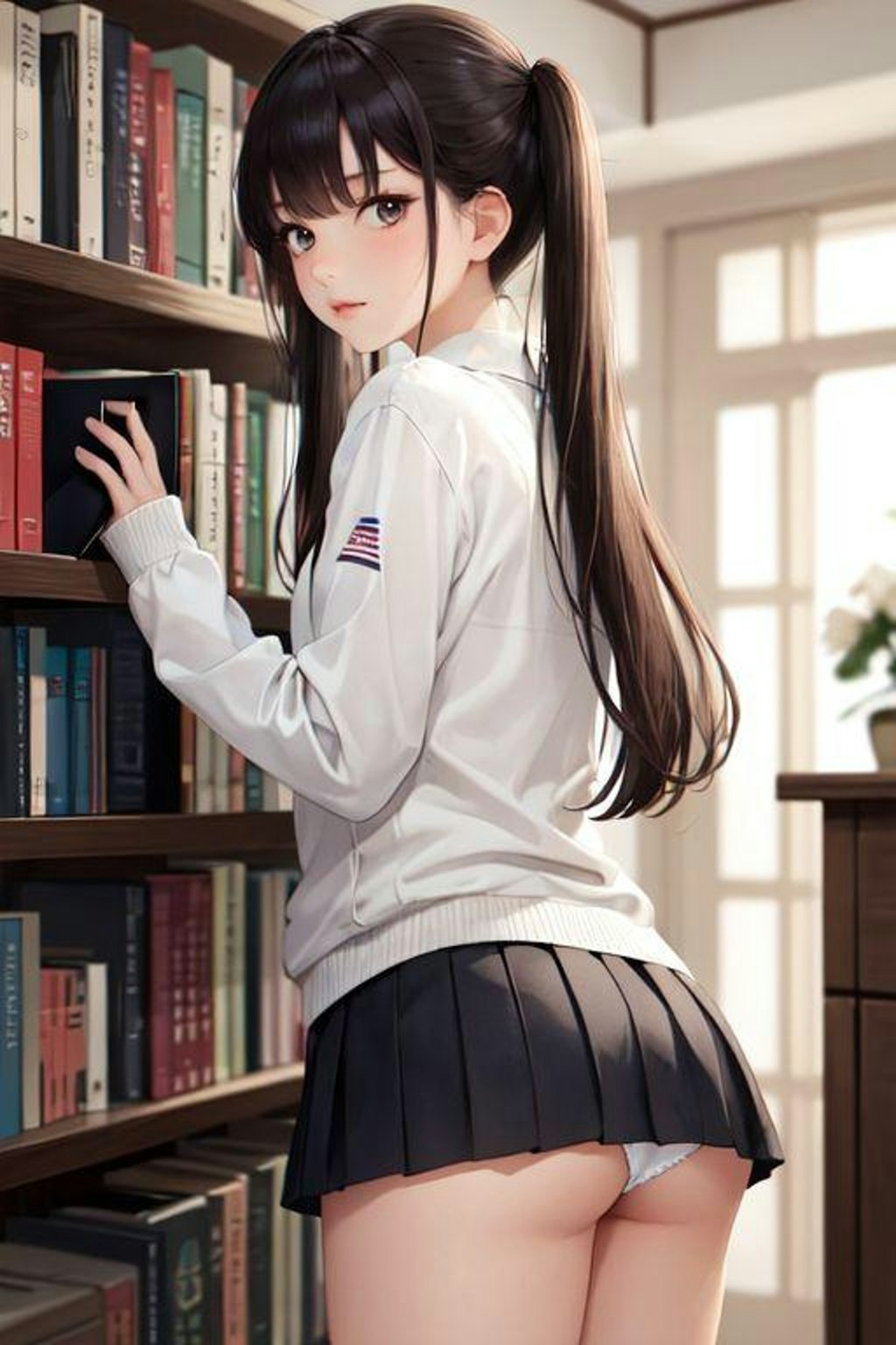 図書室でパンチラ