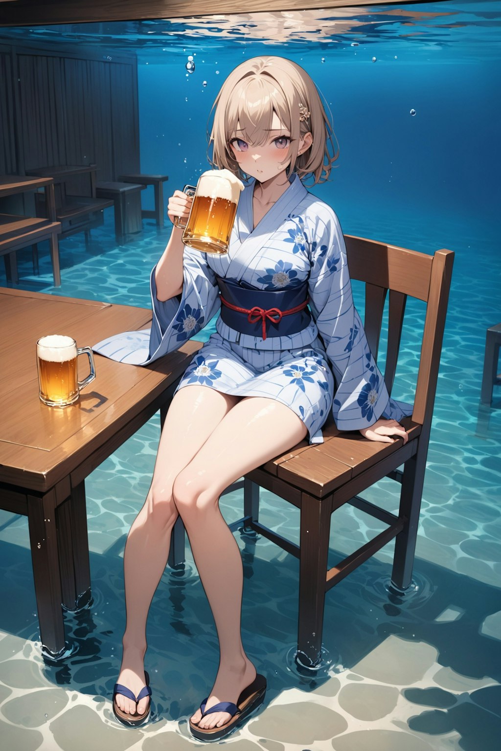 水中でビールが飲めるか実験してみた。