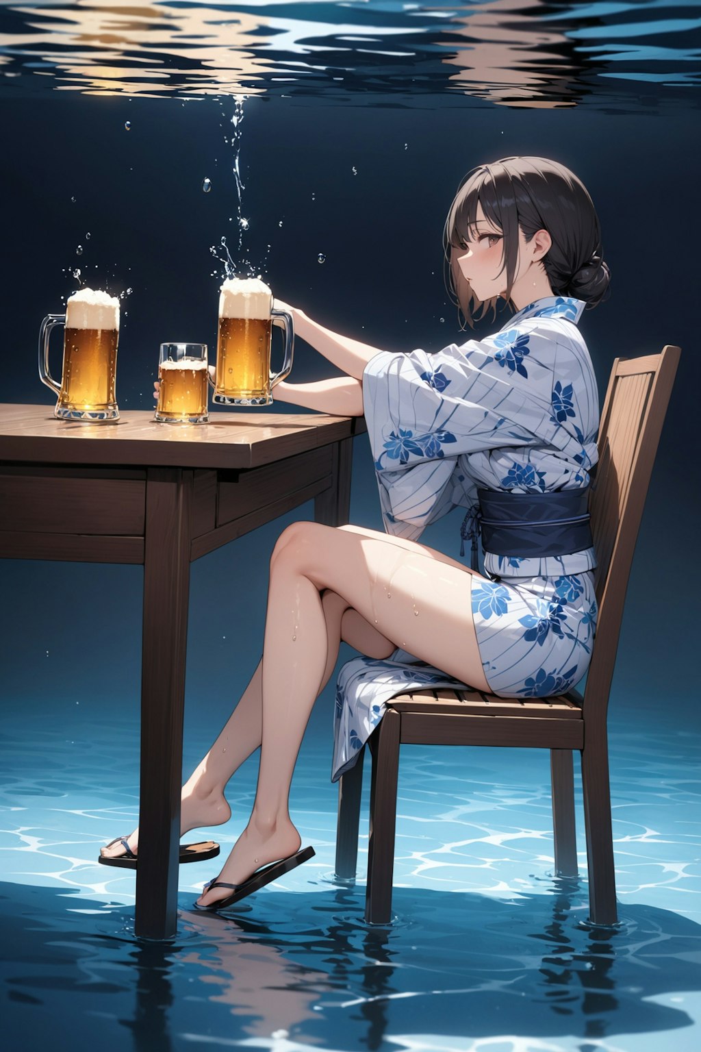 水中でビールが飲めるか実験してみた。