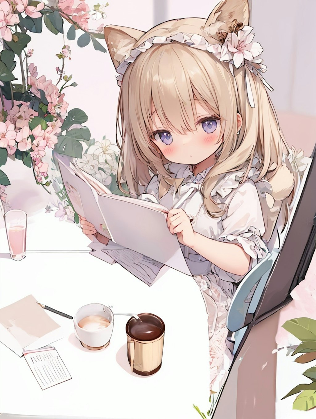 カフェで読書