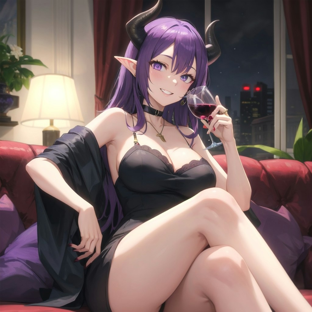 赤ワイン🍷が似合う悪魔のお姉さん💜